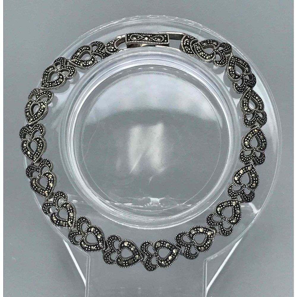 Sterling Silver Marcasite Heart Bracelet